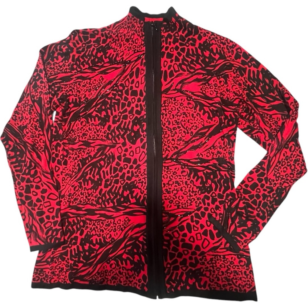 Cardigan Belldini 1X sweater red and black. Embellished with beads light elegant